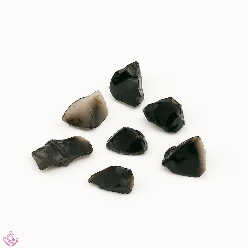 Obsidian schwarz, transparent kleine Stücke Konvolut 100 g