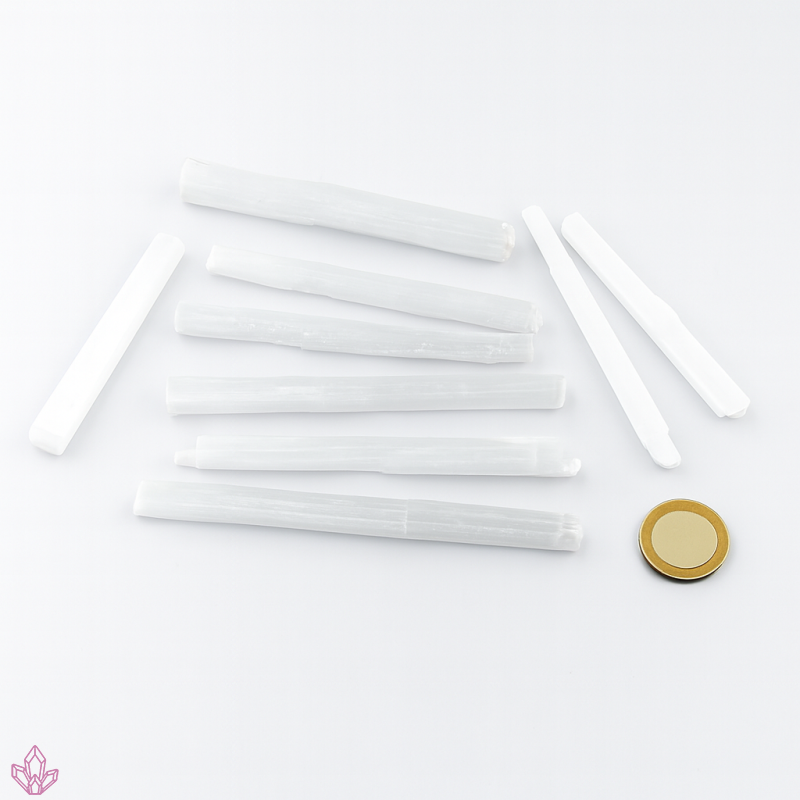 Selenit Rohsteine dünne Stäbe 80 g Konvolut